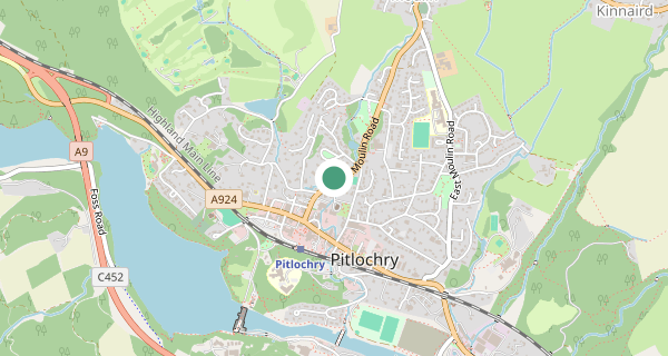 Map of the area around Pitlochry driving test centre, PH16 5EA