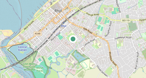 Map of the area around Rhyl driving test centre, LL18 2EL