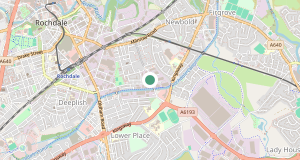 Map of the area around Rochdale (Manchester) driving test centre, OL16 5EB