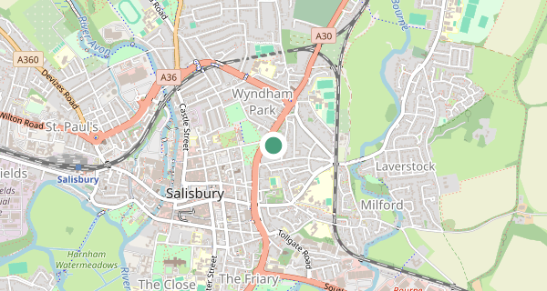 Map of the area around Salisbury driving test centre, SP1 1LY
