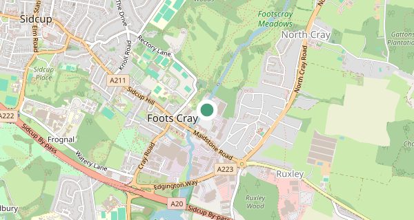 Map of the area around Sidcup (London) driving test centre, DA14 5AG