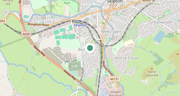 Map of the area around Skipton driving test centre, BD23 2BE