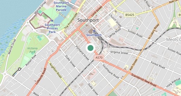 Map of the area around Southport  (Liverpool) driving test centre, PR8 1HE