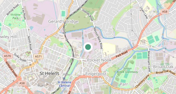 Map of the area around St Helens (Liverpool) driving test centre, WA9 1NS