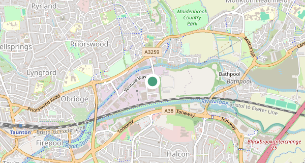 Map of the area around Taunton driving test centre, TA2 8RX