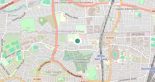 Map of the area around Tottenham driving test centre, N17 8JL