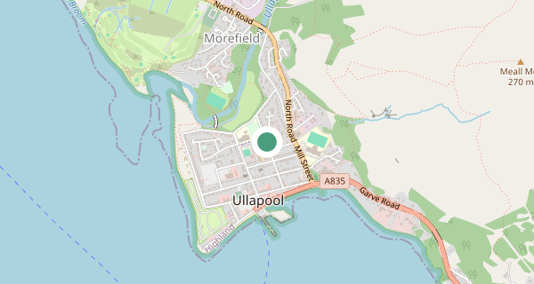 Map of the area around Ullapool driving test centre, IV26 2UW