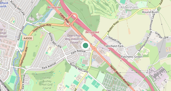 Map of the area around Watford driving test centre, WD25 8HU