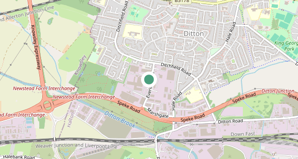Map of the area around Widnes (Liverpool) driving test centre, WA8 8PT