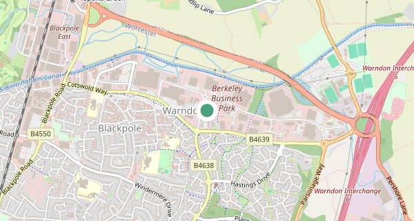 Map of the area around Worcester driving test centre, WR4 9FE